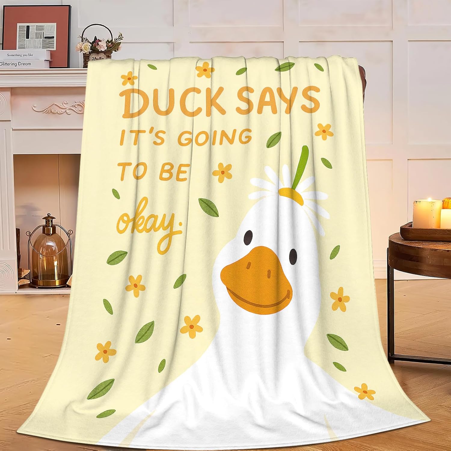 Duck Blanket Duck Gifts for Women Girls Cute Throw Blanket Soft Flannel Cozy Fleece Fuzzy Plush Warm Bedding Stuff for Kids Adults 40 x 50 Inch
