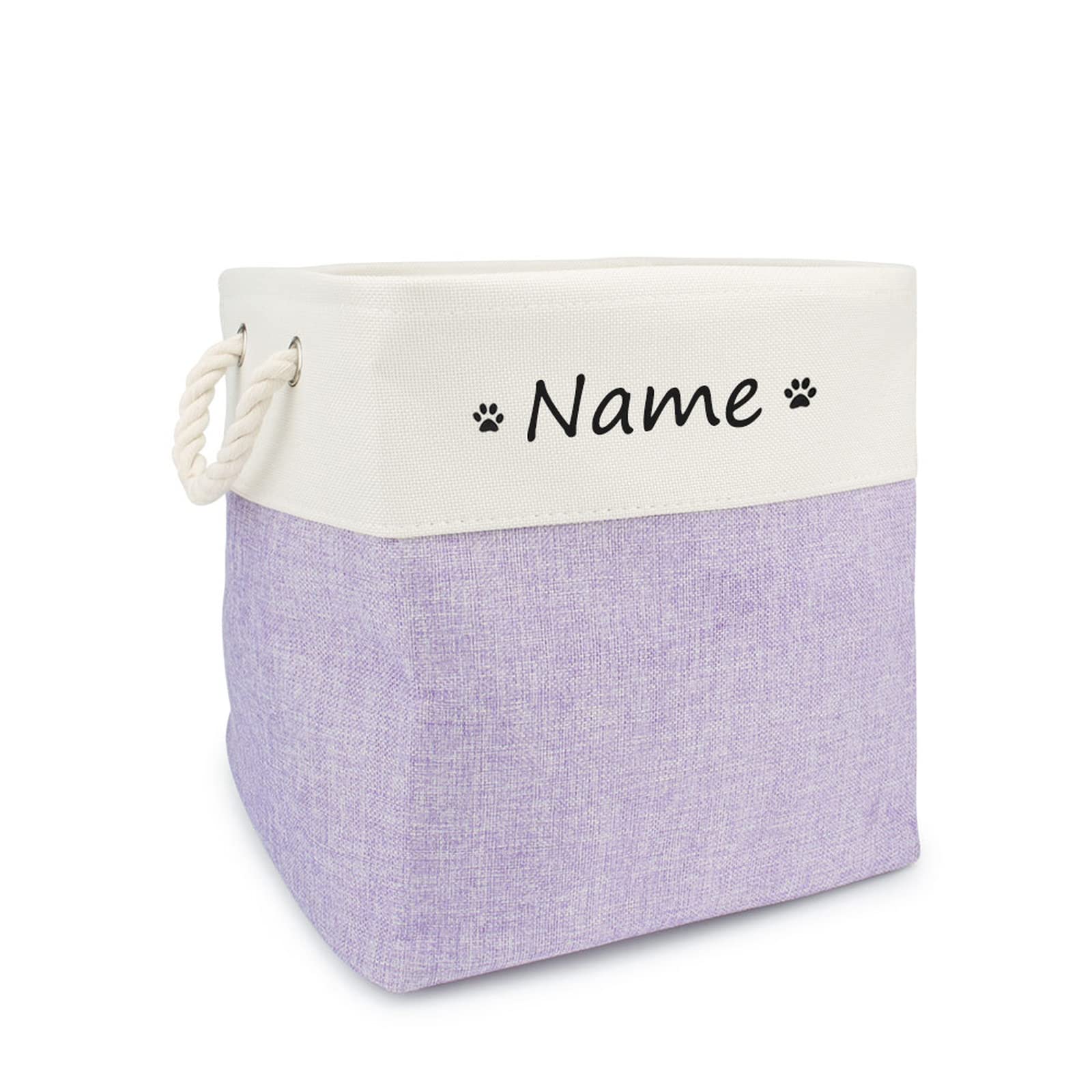CZD Dog Toy Box Personalised Name,Personalised Dog Toy Box,Dog Storage Box,Dog Stuff,Dog Baskets,Dog Food Storage Bin,Dog Toy Box Storage,Dog Toy Basket (XL 33X33X33cm,White)