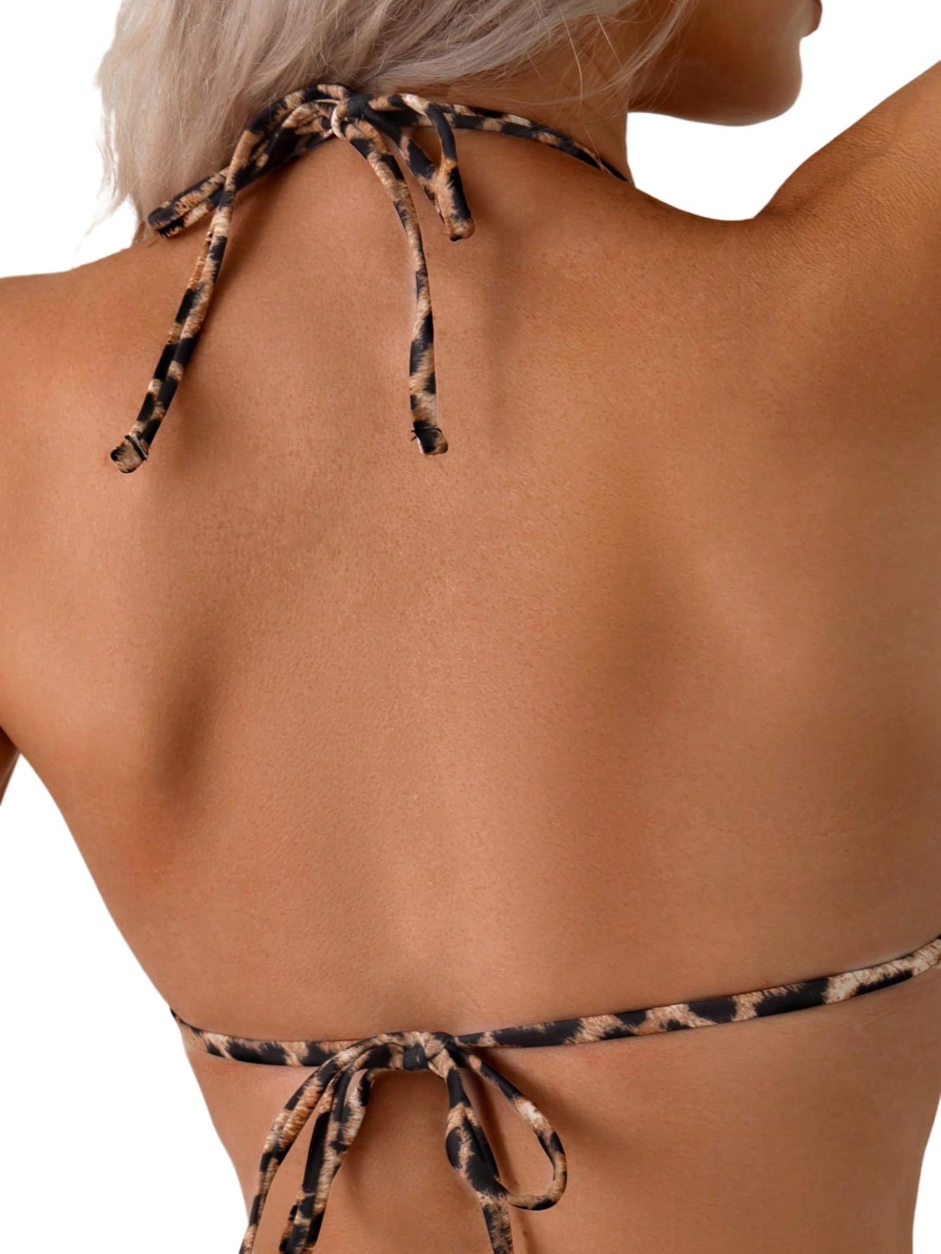 GORGLITTER Bikini a triangolo, da donna, con scollo a leo, bikini sexy, in due pezzi, con motivo leopardato, costume da bagno Y2k