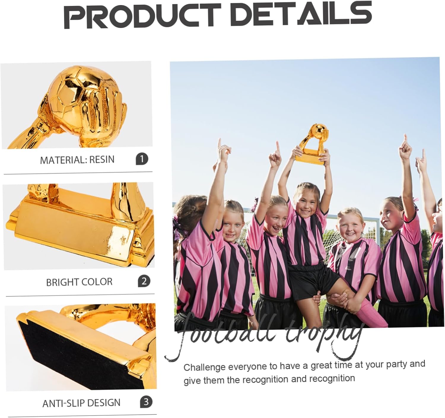 Football Award Trophy Resin Soccer Trophy Decor for School Competition