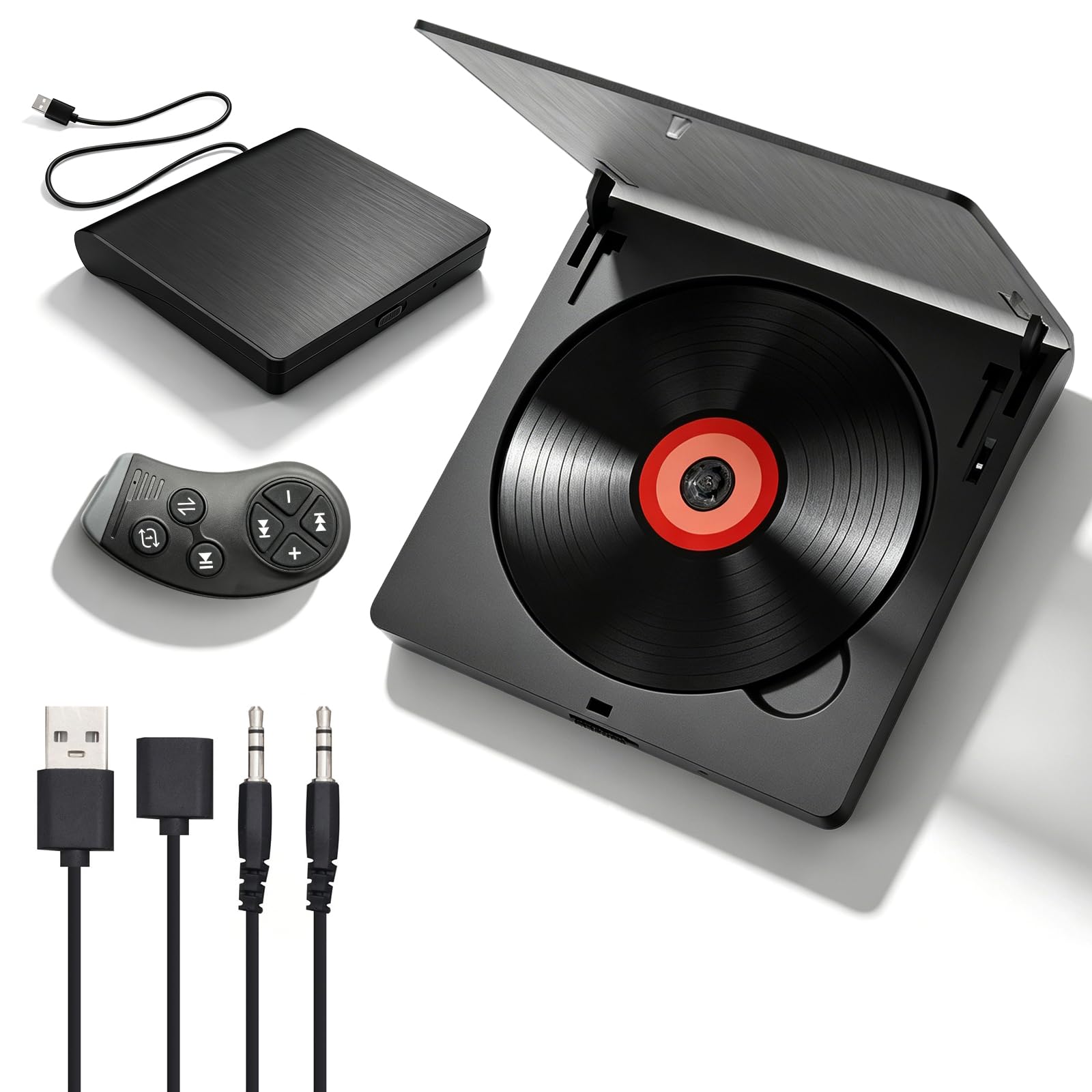 Lettore CD per auto con USB/AUX, lettore CD universale con prolunga USB extra per auto, camion, unità CD esterna per laptop, PC, TV, compatibile con autoradio Android
