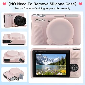 Elonbo Case for Canon PowerShot SX740/ SX730 Digital Camera, Canon SX740 HS/ SX730 Camera Soft Silicone Case, Rubber Protective Cover, Anti-Scratch Skin Sleeve with Detachable Lens Cover, Jelly Pink