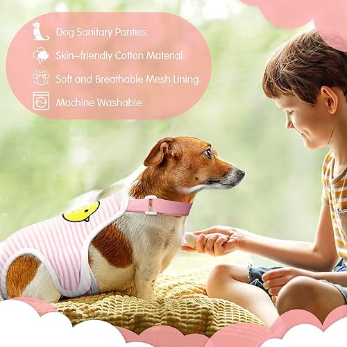 Miniatura 4 de 6 pañales para perro, bragas sanitarias a rayas con tirantes ajustables, lavables y reutilizables, ropa interior linda para perro, ropa interior