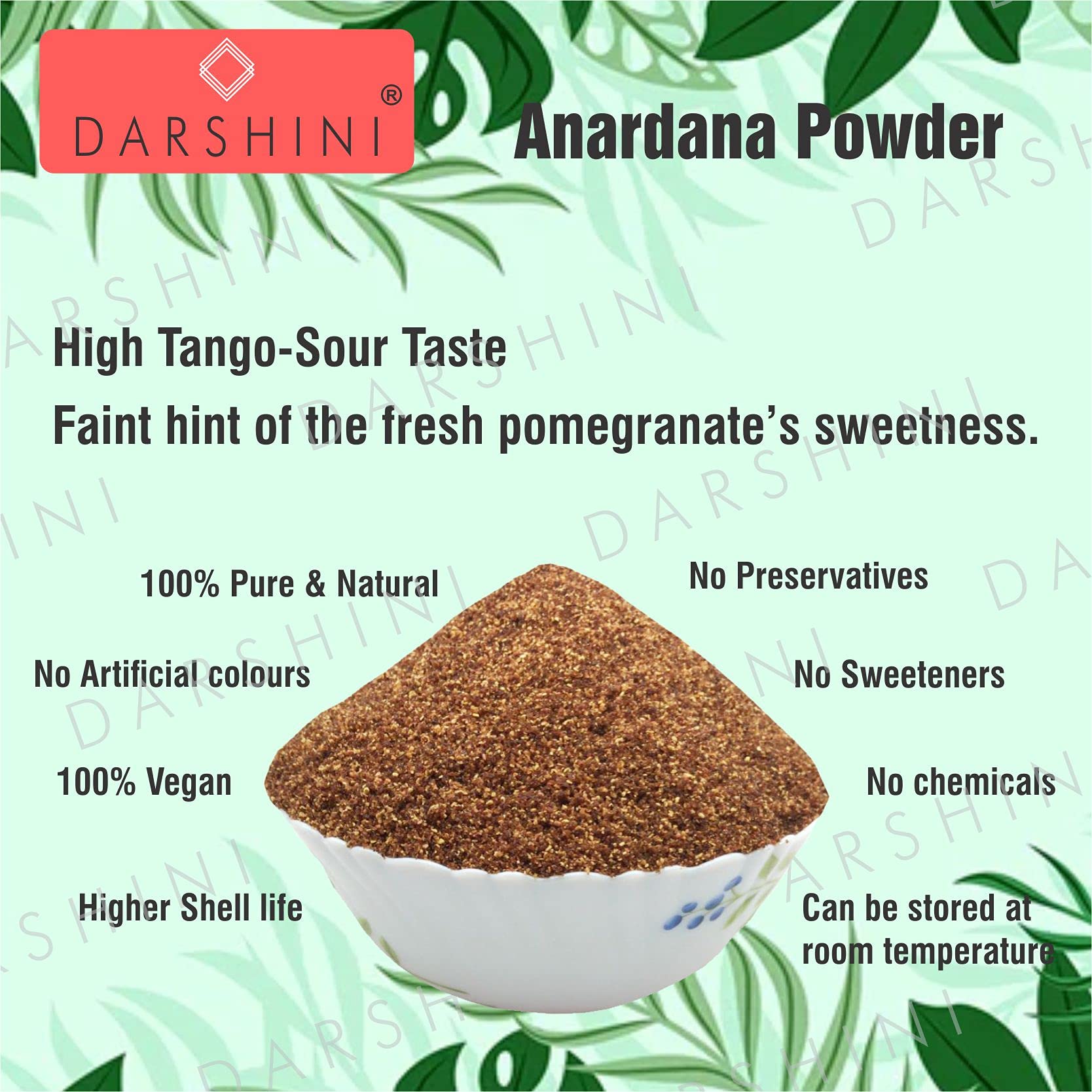 Darshini Anardana Powder 200 gm - Dry Pomegranate Seeds Powder | Organic Tangy Flavor Spice for Cooking, Chutneys, Curries, Chaats & Marinades | No Preservatives (Pack of 1) — Amazon image 2