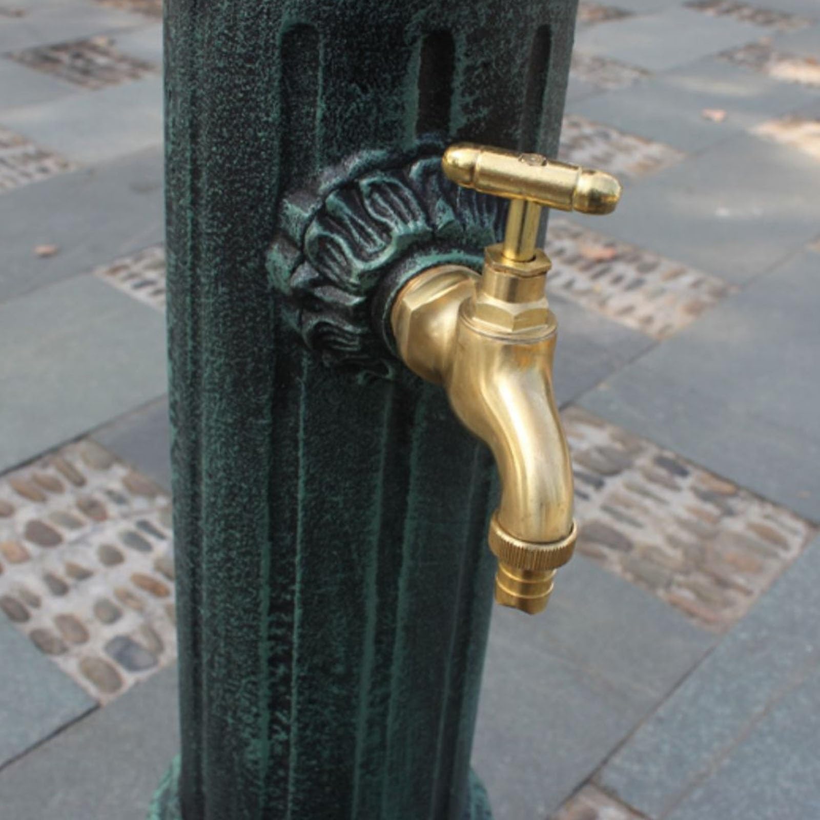 Colonne d'eau Extérieure, Robinet Vertical, Colonne D'arrosage Rétro avec Robinet, Borne D'incendie Autoportante avec Trous de Drainage