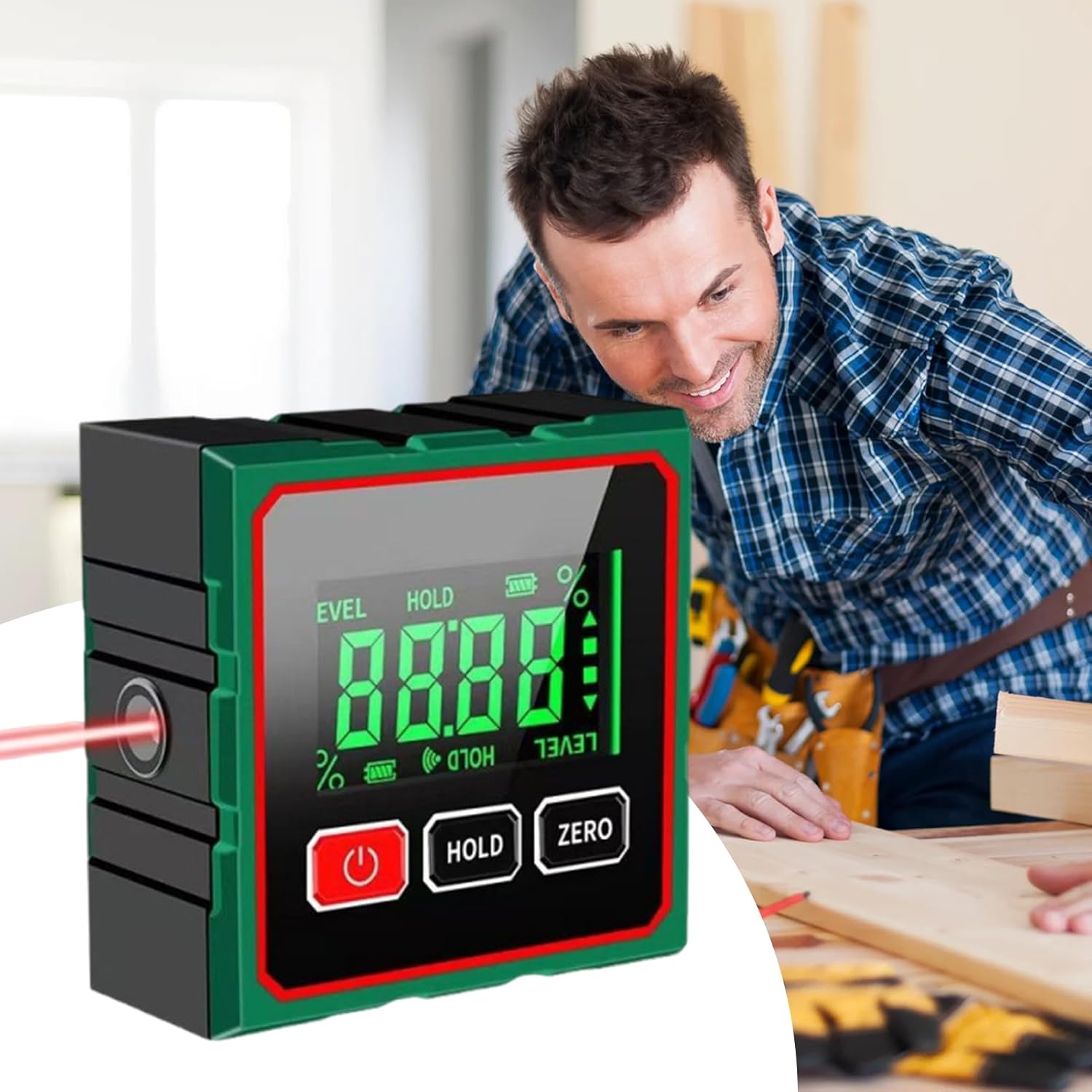 Digital Angle Finder Magnetic | LCD 4-side Magnetic Level Gauge,USB Charging Angle Finder - for Outdoor Workshop Construction Woodworking Carpentry Plumbing Electrician Household