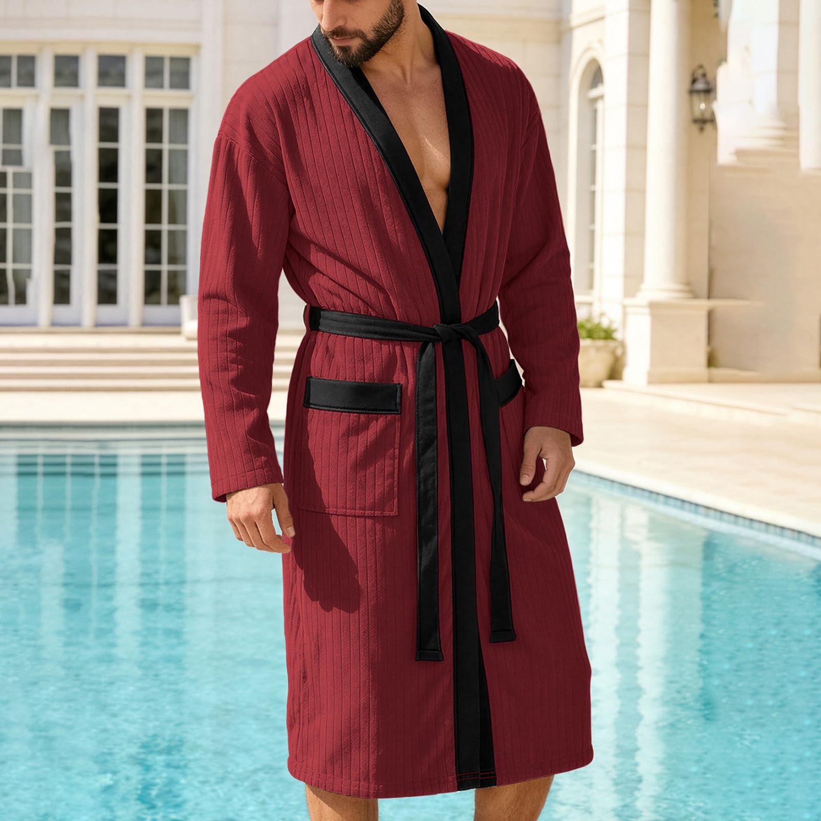 Albornoz Albornoz Unisex Suave Albornoz de Viaje Sauna Albornoz de Microfibra con Capucha para Hombres y Mujeres Waffle Sauna Ropa de Dormir Bathrobe Albornoces