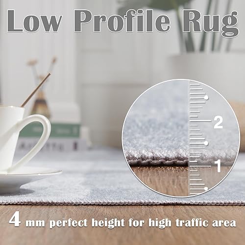 Miniatura 4 de jinchan Alfombra abstracta moderna de 5 x 7, alfombra contemporánea de felpilla, fina alfombra suave para cocina, con estampado gris,