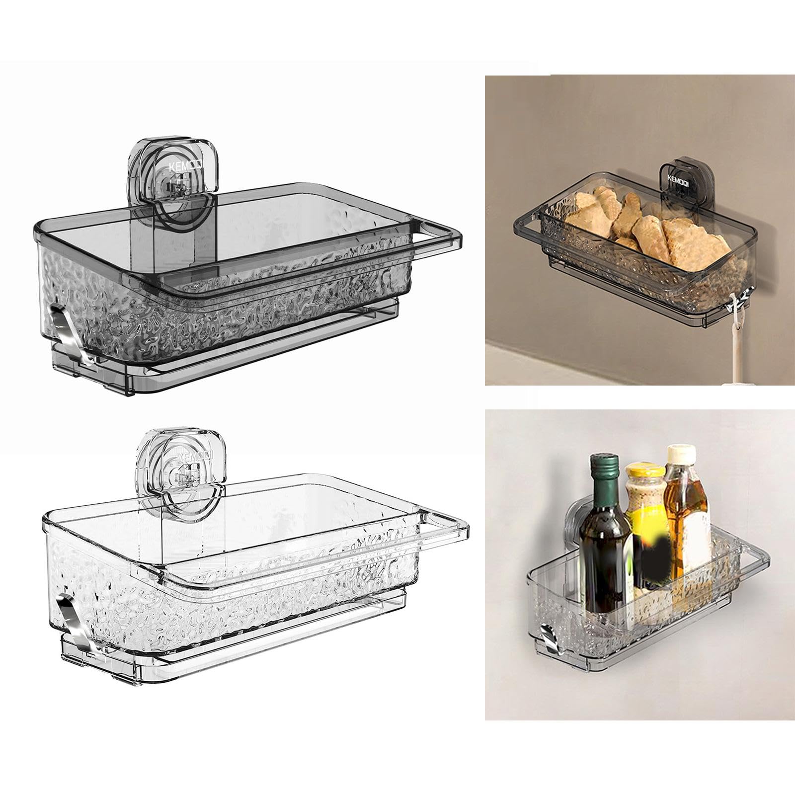 Enakshi (LABEL) Creations Suction Shower Shelf Space Saving Shower Caddy for Toilet Kitchen Countertop BlackHome & Garden|Bath|Soap Dishes & Dispensers 4