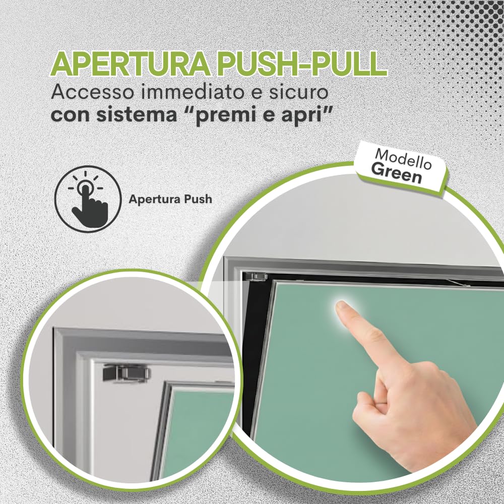 Botola di Ispezione per Cartongesso – Sportello Verniciabile a Scomparsa (60xh.50) – Telaio in Alluminio – Apertura PushPull – Per Soffitti e Parete