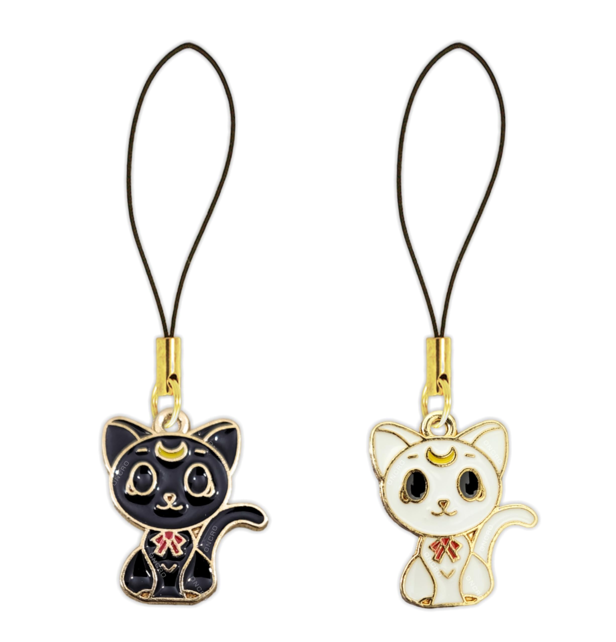 lucky cute penguin hello kitty | kitten cat | owl puppy dog 101 dalmatians metal enamel pendant phone charms cute for girls hanging keychain bracelet black portable (kitten charms)
