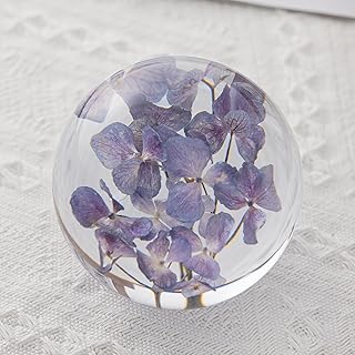 Resin Paperweight with Real Preserved Flowers, Eternal Bloom Keepsake fo...