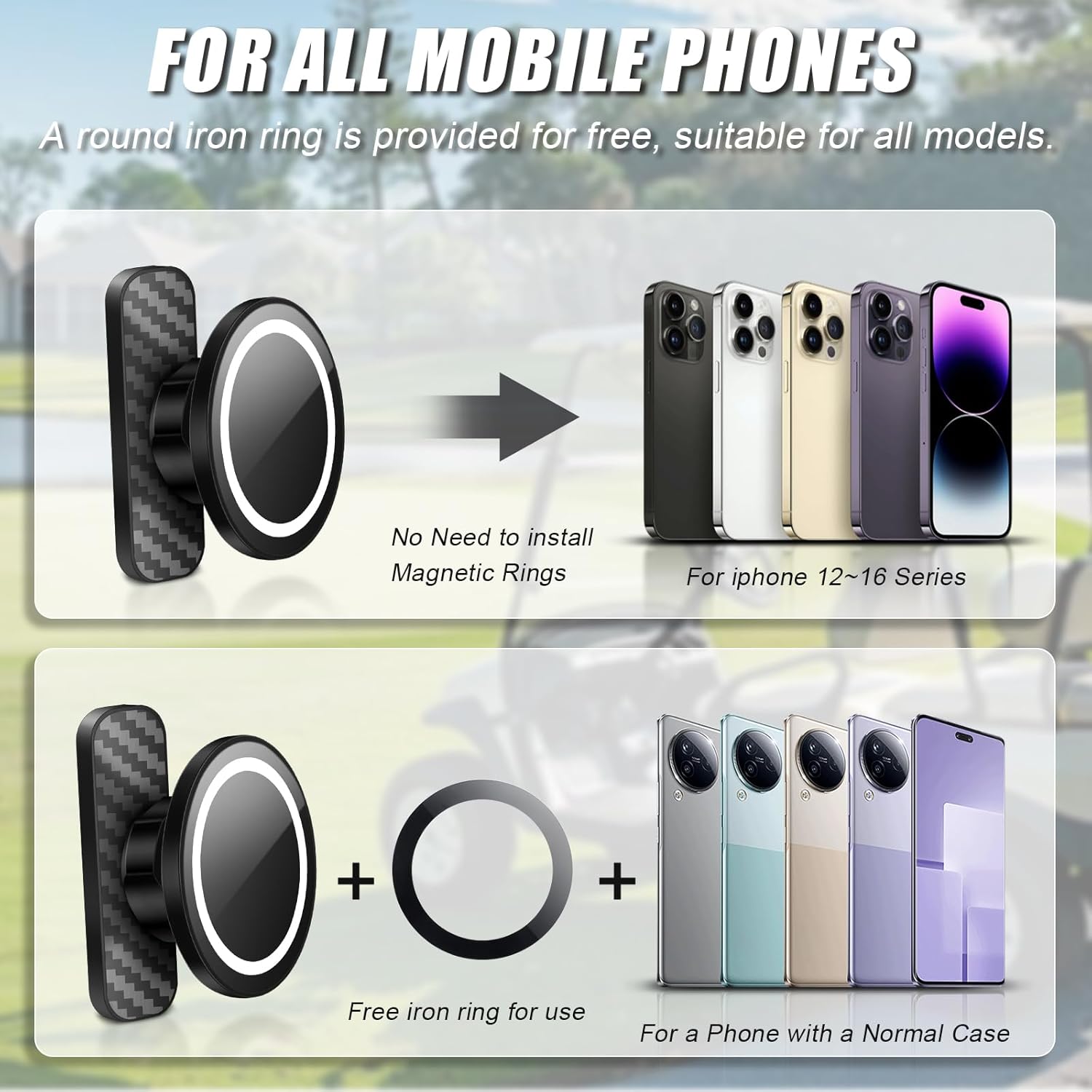 Magnetic Golf Cart Phone Holder, Magnetic Phone Mount for Gym Compatible with MagSafe iPhone 12-17, Ultra-Strong Magnets Phone Holders Fits EZGO, Yamaha, Icon Golf Cart Aaccessories Essentials - Image 4