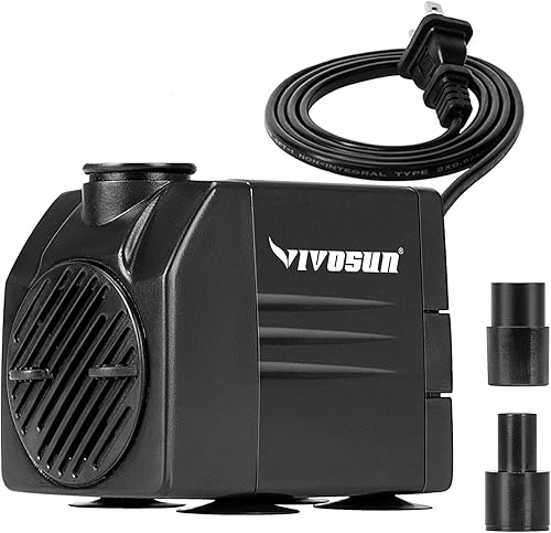 VIVOSUN Bomba sumergible de 120 GPH (450 LH, 6 W), bomba de agua ultra silenciosa con elevación de 3.1 pies de alto, bomba de fuente con cable de