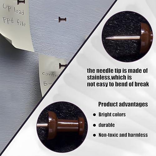 Miniatura 9 de VAPKER 120 tachuelas de pulgar amarillo sólido de tamaño más grande, cabeza de plástico con punta de acero para tablón de anuncios