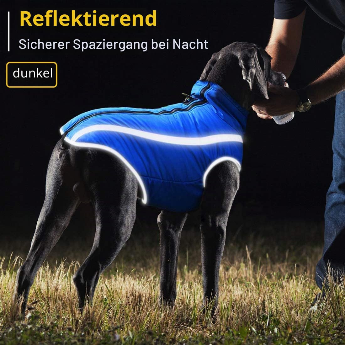 Idepet Wasserdichter Hundemantel Winter Warme Jacke, Winddichte Haustierkleidung Hundejacke Outfit für kleine mittelgroße Hunde mit Geschirrloch XL-6XL