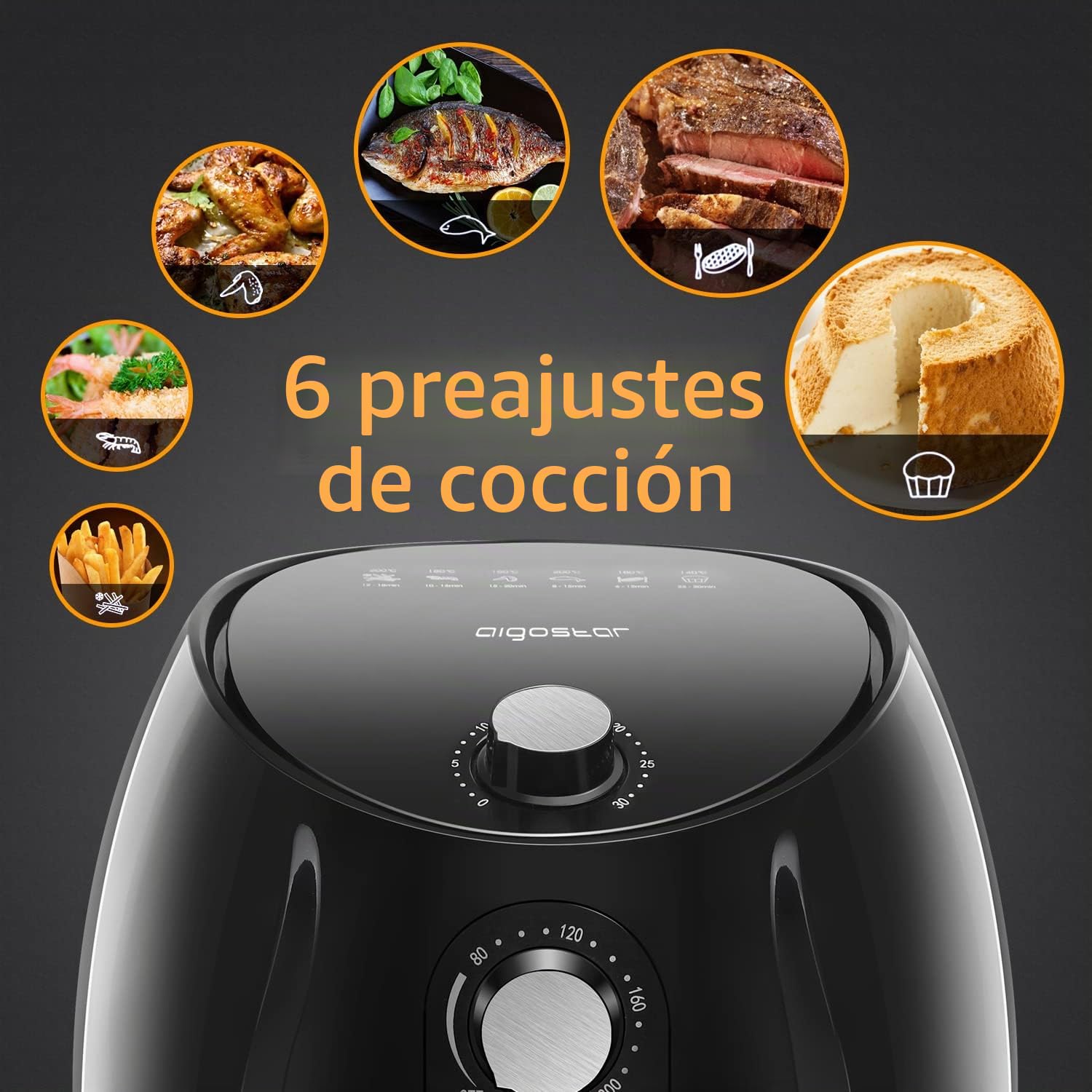 Aigostar Hayden - Freidora de aire sin aceite, 1500W, gran capacidad 3,5 L, cesta antiadherente, apagado automático, selector de temperatura. Libre de BPA.