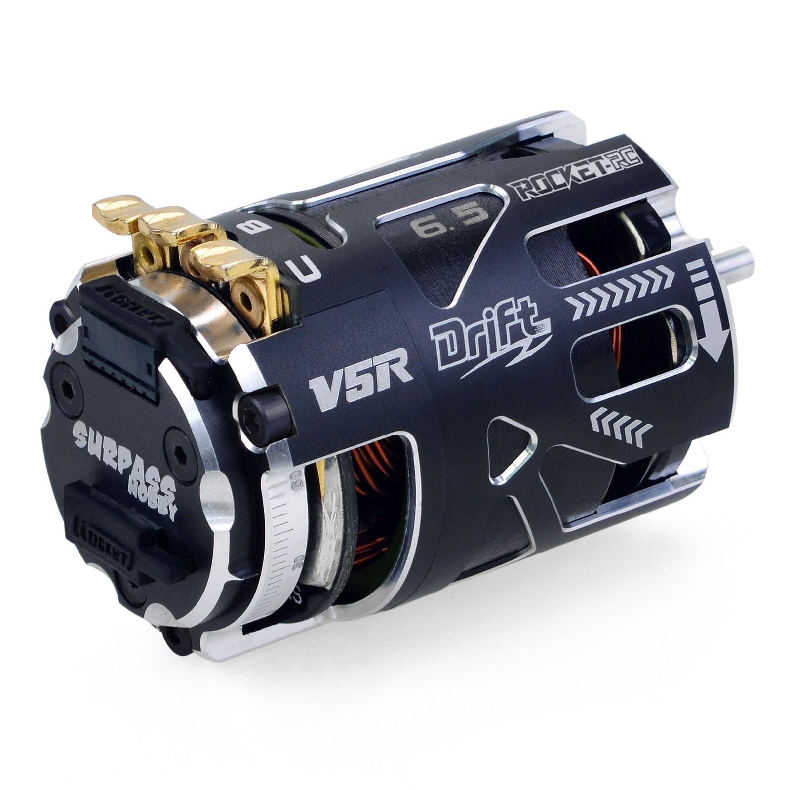 Surpass Hobby 540 V5R Drift Motor, 6.5T Brushless Motor with 3.175 Shaft for 1/10 RC Racing Car(6.5T)