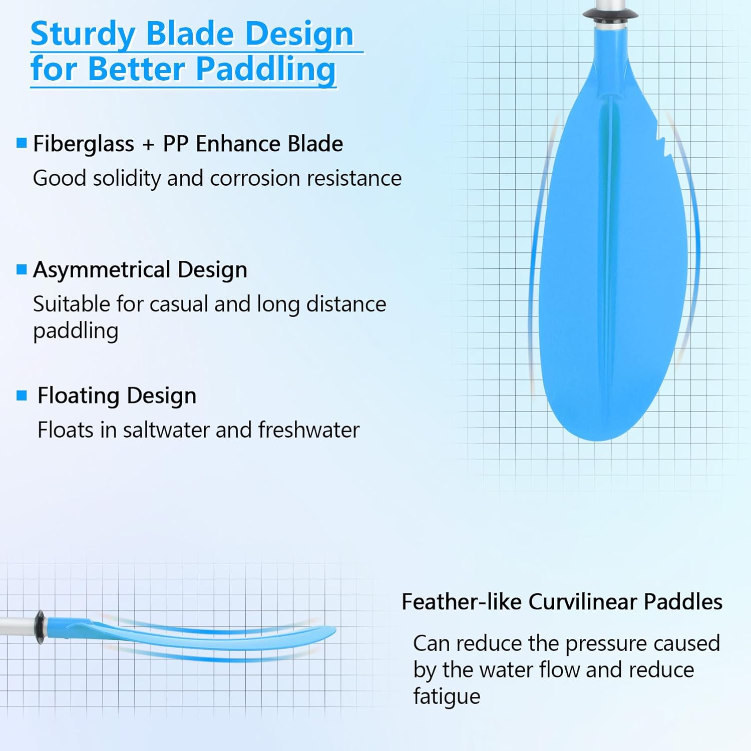 DEDU Kayak Paddle, Boat Paddle 88in 4 Piece Fishing Kayak Paddle, Kayak Oars Paddles Adjustable Lightweight Detachable Aluminum Alloy Shaft with Paddle Leash for Adult