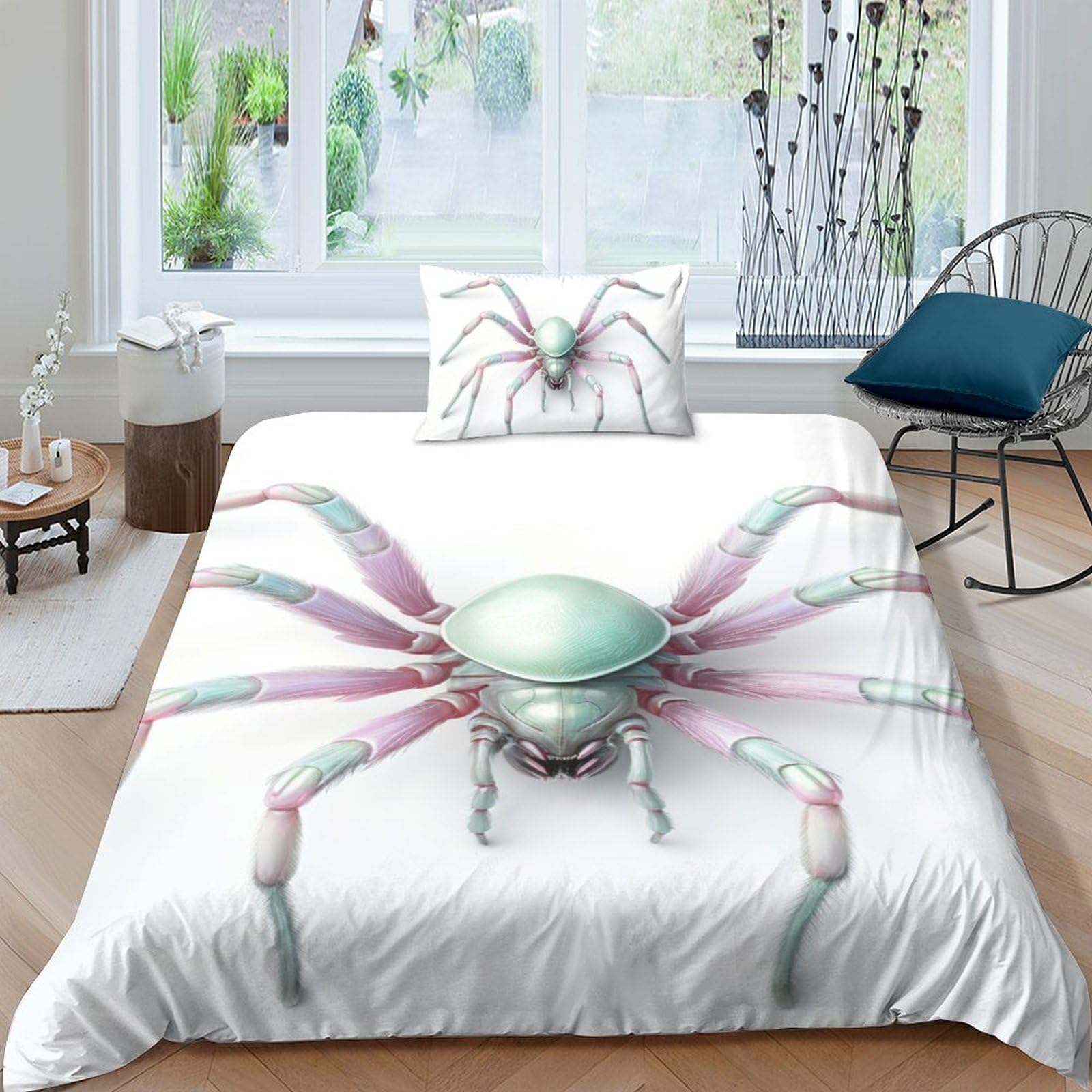 Housses de couettes araignées 3D literie microfibre respirante 135x200