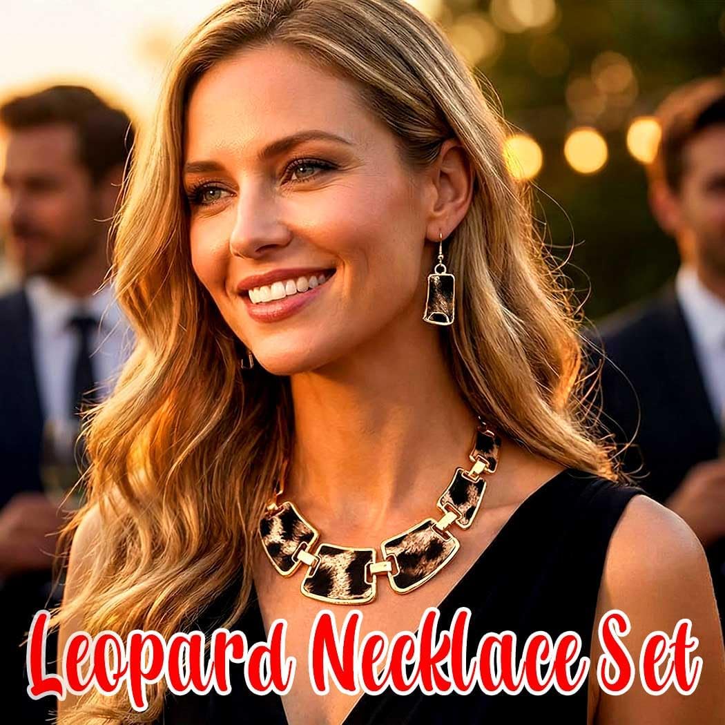 Chunky Leopard Print Jewelry Set Cheetah Necklace and Earring Set for Women - Image 7