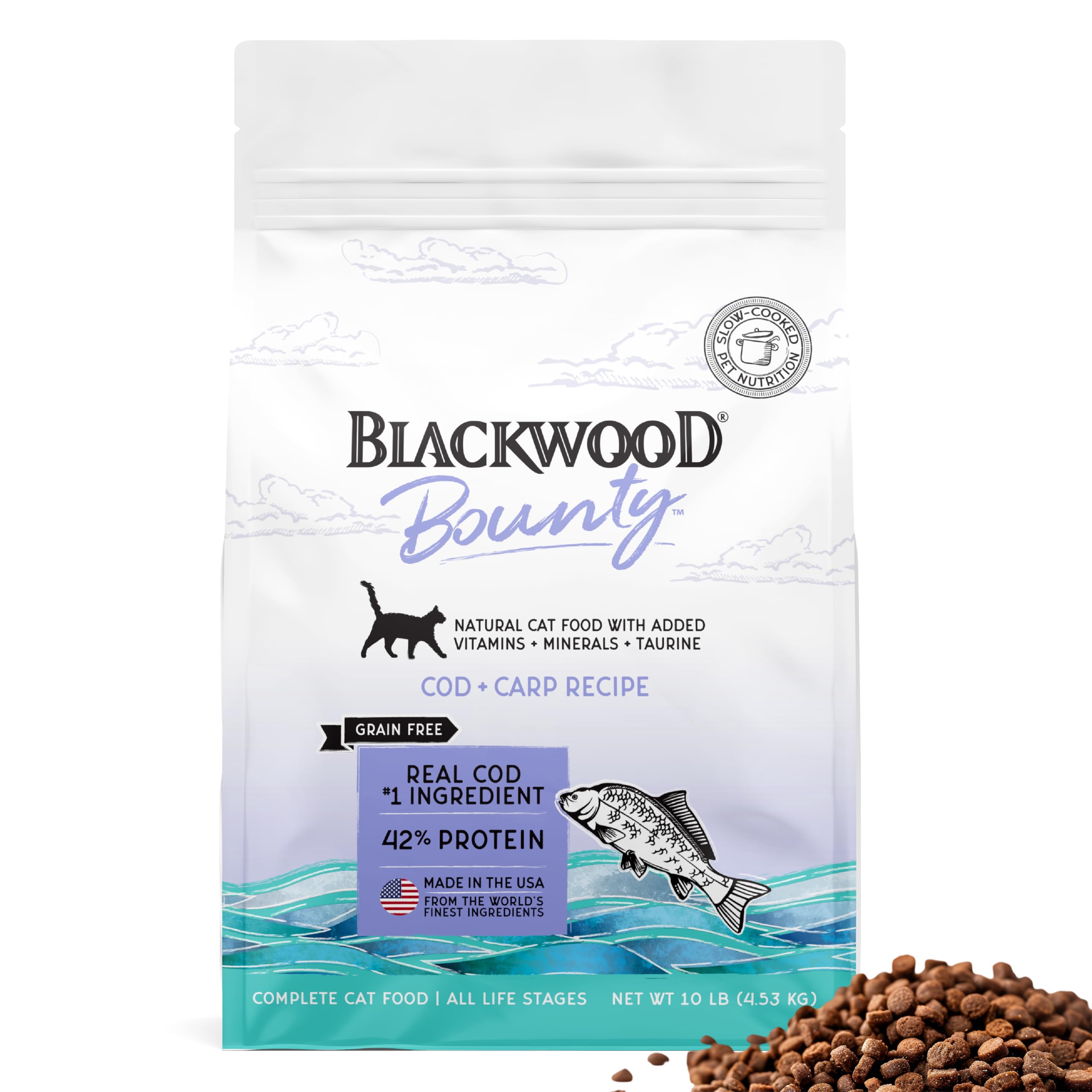 Blackwood Bounty Dry Cat Food, Cod &amp; Carp Recipe, 10 lb