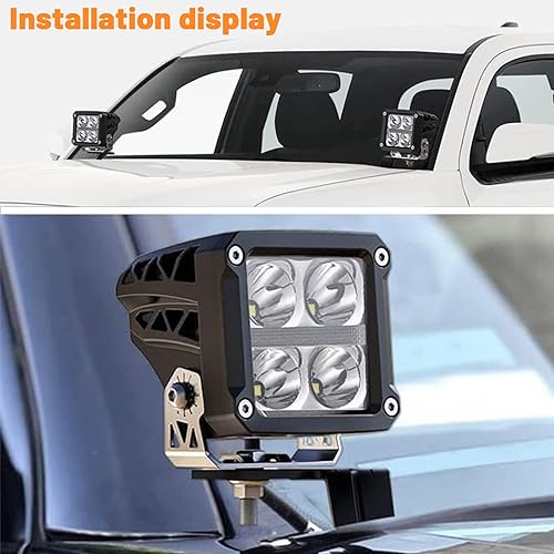 Miniatura 2 de Kit de soporte de montaje de luz LED para bisagra de capó todoterreno, soportes de montaje de luz compatibles con Toyota Tacoma Truck 2016 2017 2018