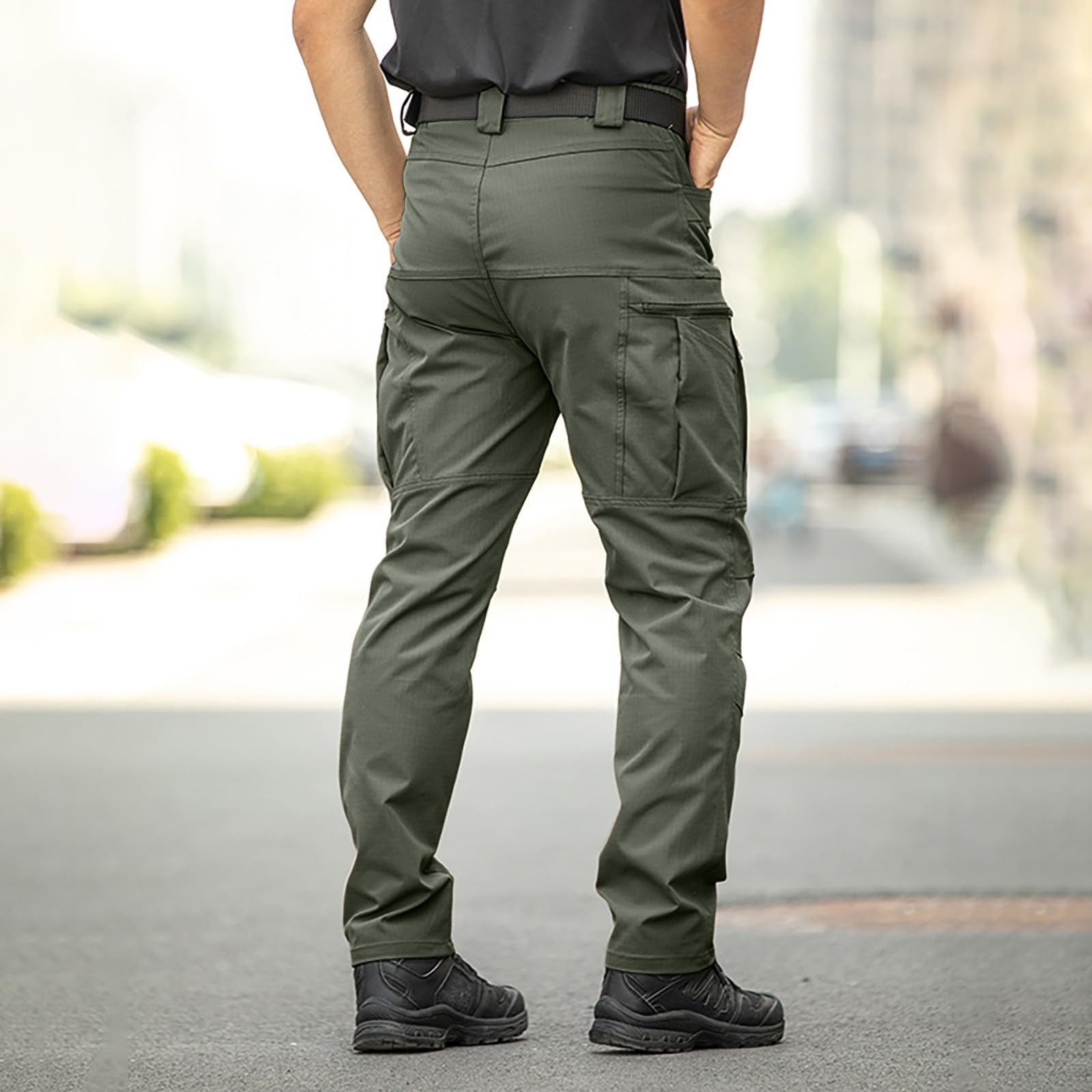 Pantaloni da lavoro da uomo, robusti, con tasche con chiusura lampo | Pantaloni da lavoro impermeabili, ad asciugatura rapida, per attività all'aperto, trekking, tempo libero, jogging, funzionali