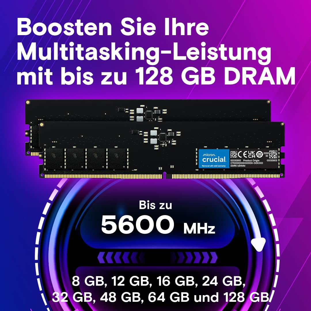 Crucial DDR5 RAM 16GB Kit 5600MHz, PC Computer Arbeitsspeicher