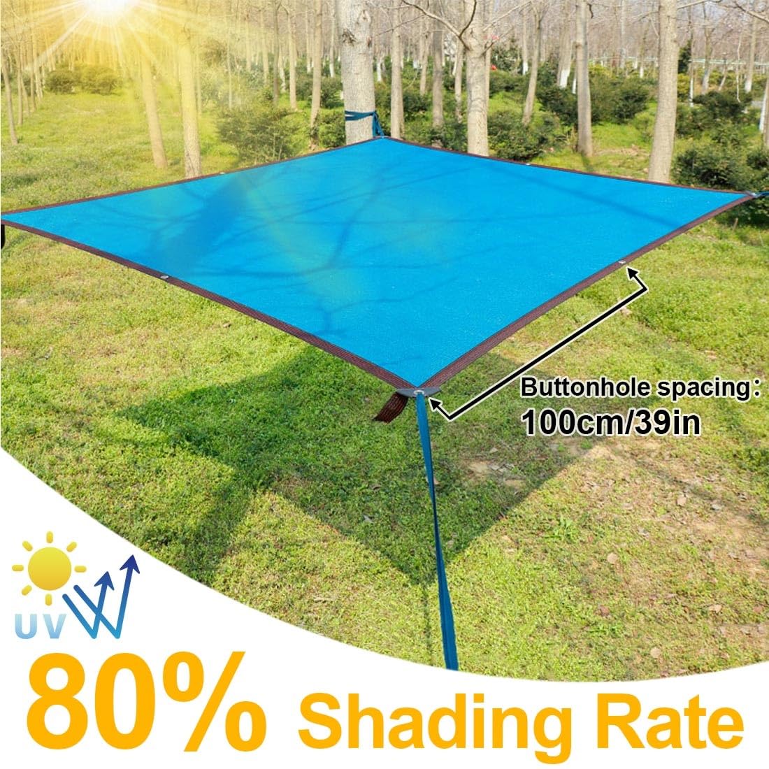 80% niebieska tkanina przeciwsłoneczna - siatka przeciwsłoneczna z przelotkami do pergoli ogrodowej szklarni - dostępna w rozmiarach 1,5 x 3 m, 4,5 x 18 m, 6 x 6 m, 9 x 10 m, 13,7 x 16 m, 6 x 19 m