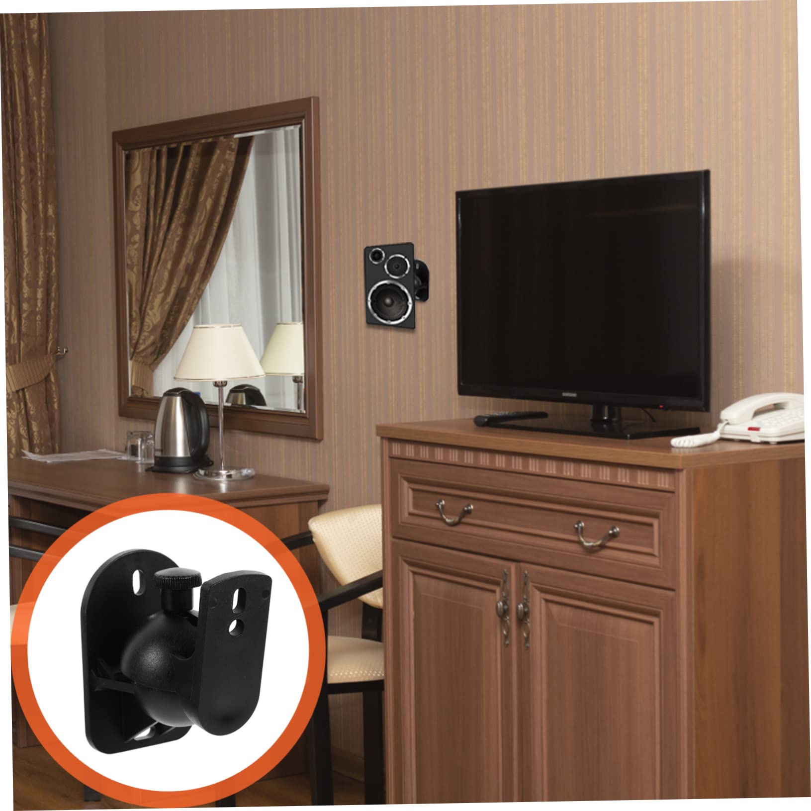 Support Mural pour Haut-parleur Surround 6 Ensembles Abs Noir Réglable