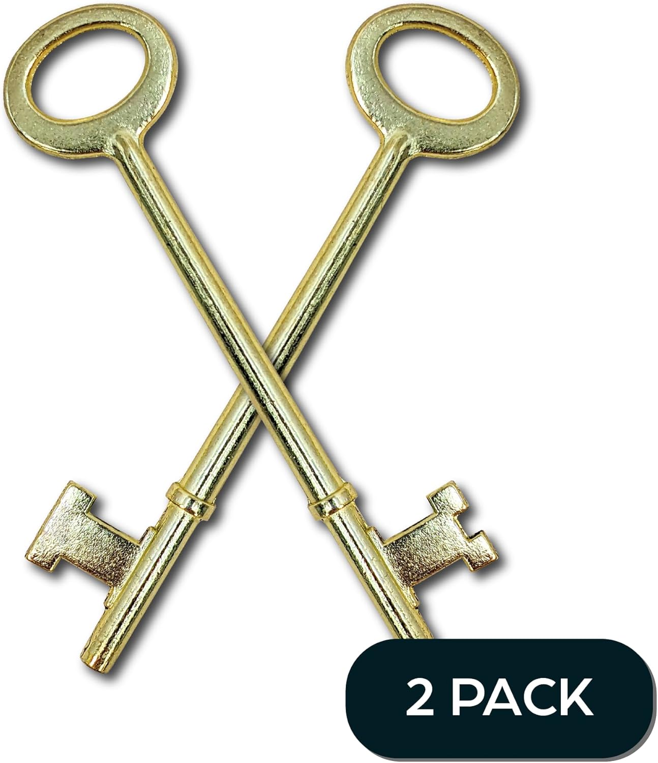 Summit Doorware Skeleton Keys 2PK, BrassPlated Zinc, Uncut Skeleton