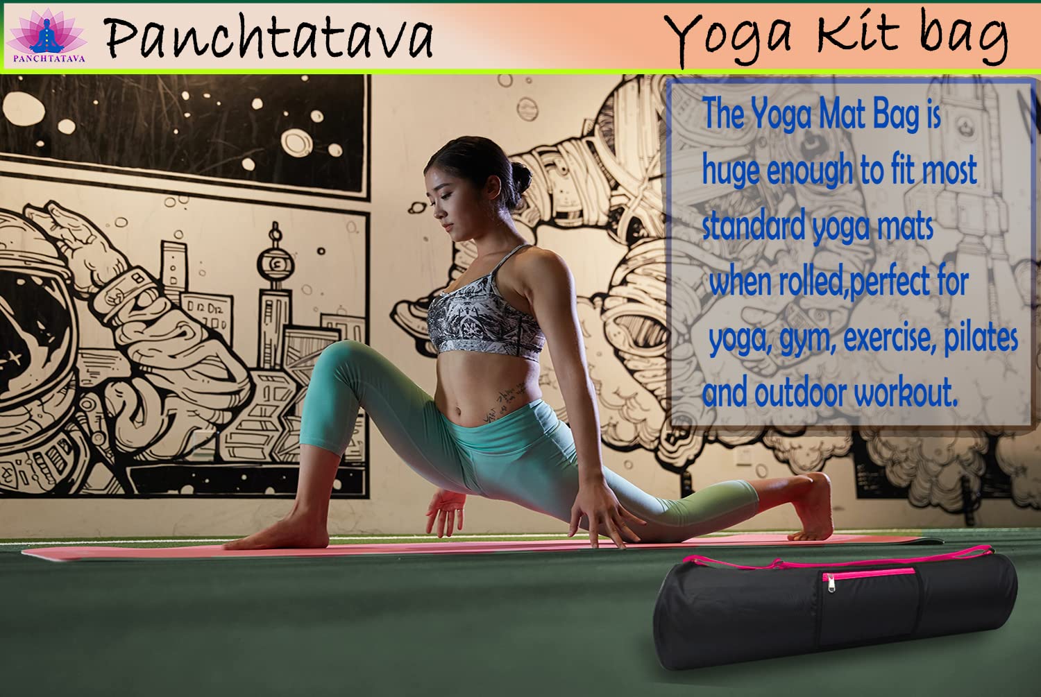 Panchtatava Oynex Black Pink Yoga Mat Bag | Yoga Mat Cover for Men & Women ONLY Bag 3