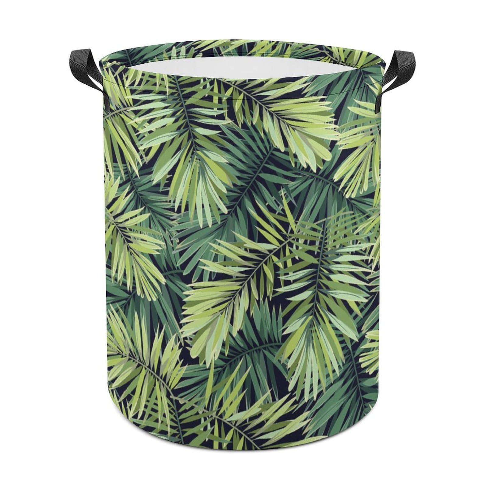 MHYRAC Laundry Hamper, Tropical Plant Leaves Laundry Basket, Washing Basket with Handle