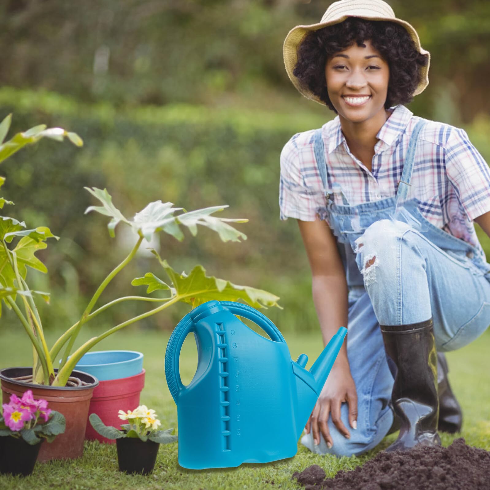 TOYANDONA 10L Gießkanne aus Kunststoff mit Langem Ausguss Sprühflasche für Gartenbewässerung von Pflanzen und Sukkulenten Blau