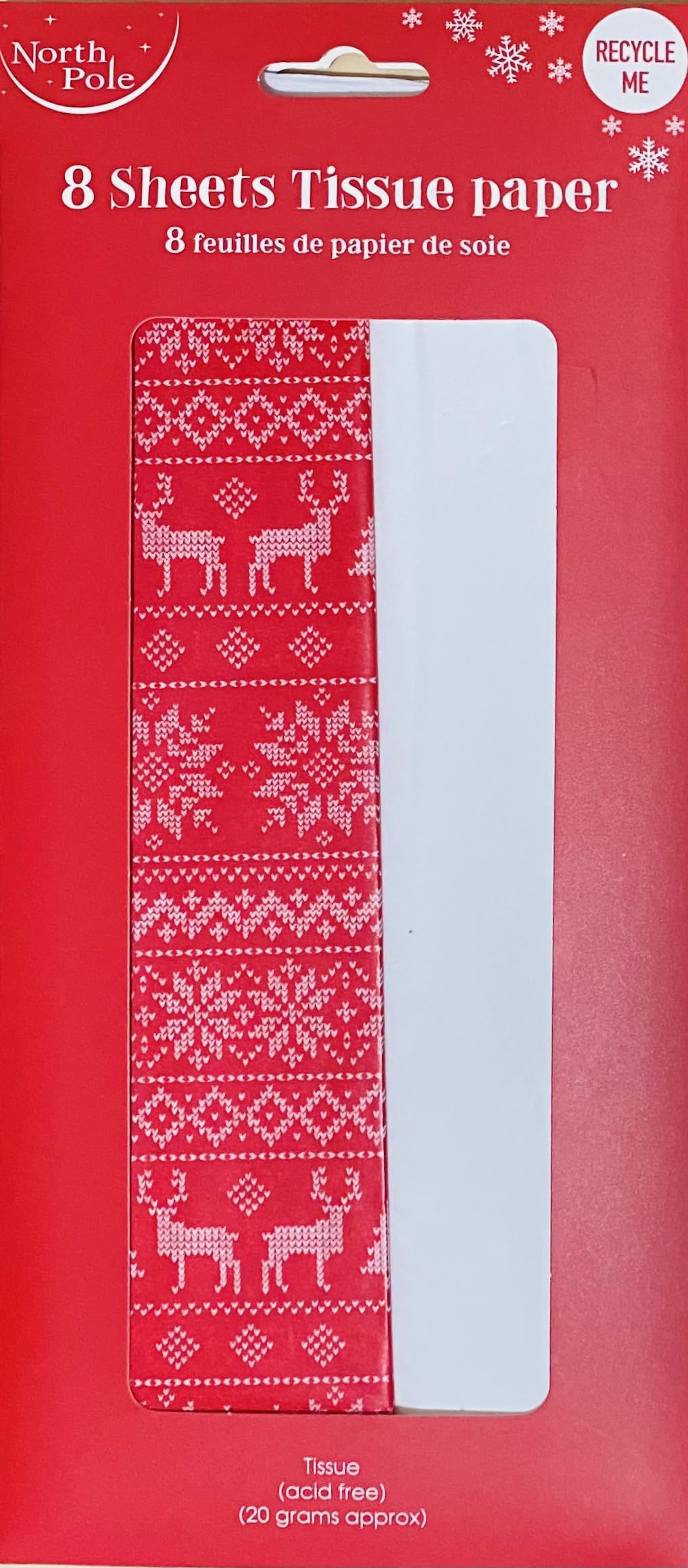 Kam Labelz Red/ White Merry Christmas Christmas Tissue Paper Gift Wrapping, Assorted Traditional Festive Xmas Designs| Recyclable Eco Friendly Wrapping For Delicate Items (/White Merry Christmas)