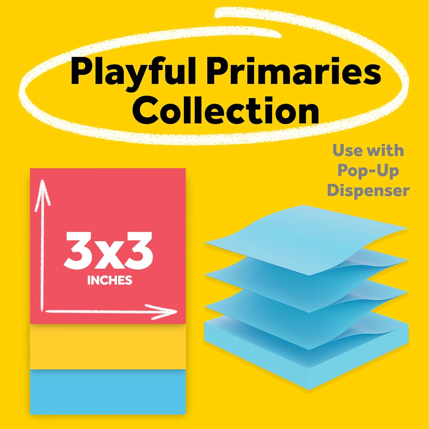 Post-it Super Sticky Dispenser Notes, 3 x 3 in, Playful Primaries, 10 Pads image 2
