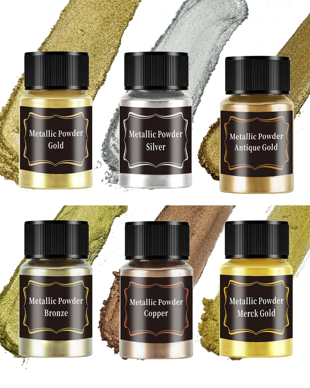 Luckymica Metallic Pigment Powder for Epoxy Resin - 6 Jars/ 20ml Metallic Mica Powder for Paint, Premium Mica Metal Dye for Nail Art, Slime, Polymer Clay & Other Craft