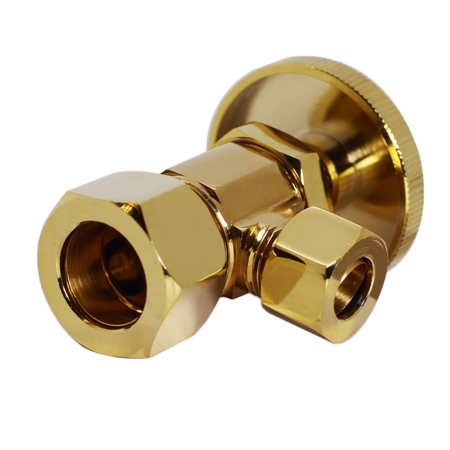 Westbrass Corrugated Supply Kit with Round Handle, 5/8" OD x 3/8" OD x 20", Polished Brass, D105K20-01