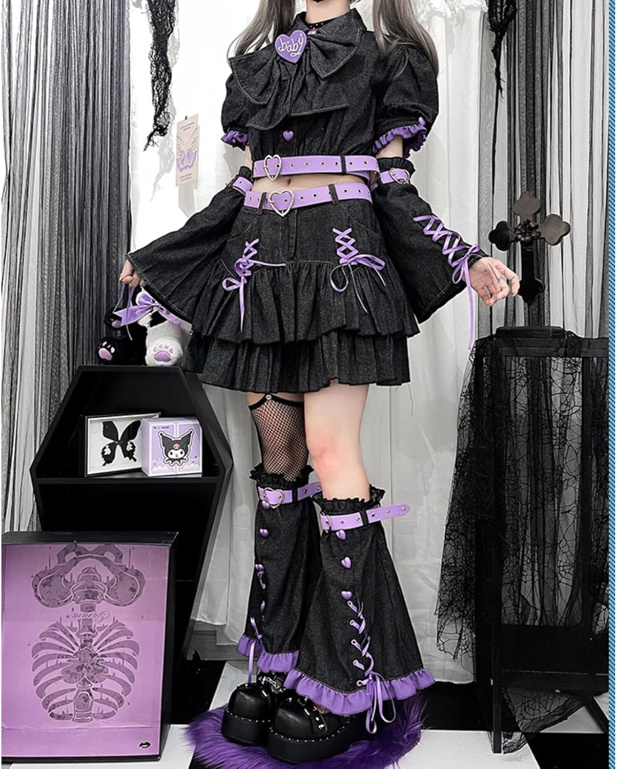 Amazon.co.jp: ロリータ風 ゴスロリ コスプレ 衣装 Y2K デニム セット