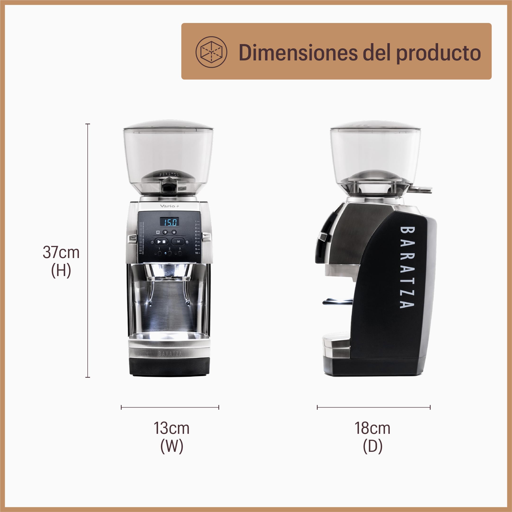 Baratza Vario+ Molinillo Eléctrico de Café en Grano, Blanco | Coffee Grinder con 22 Microajustes
