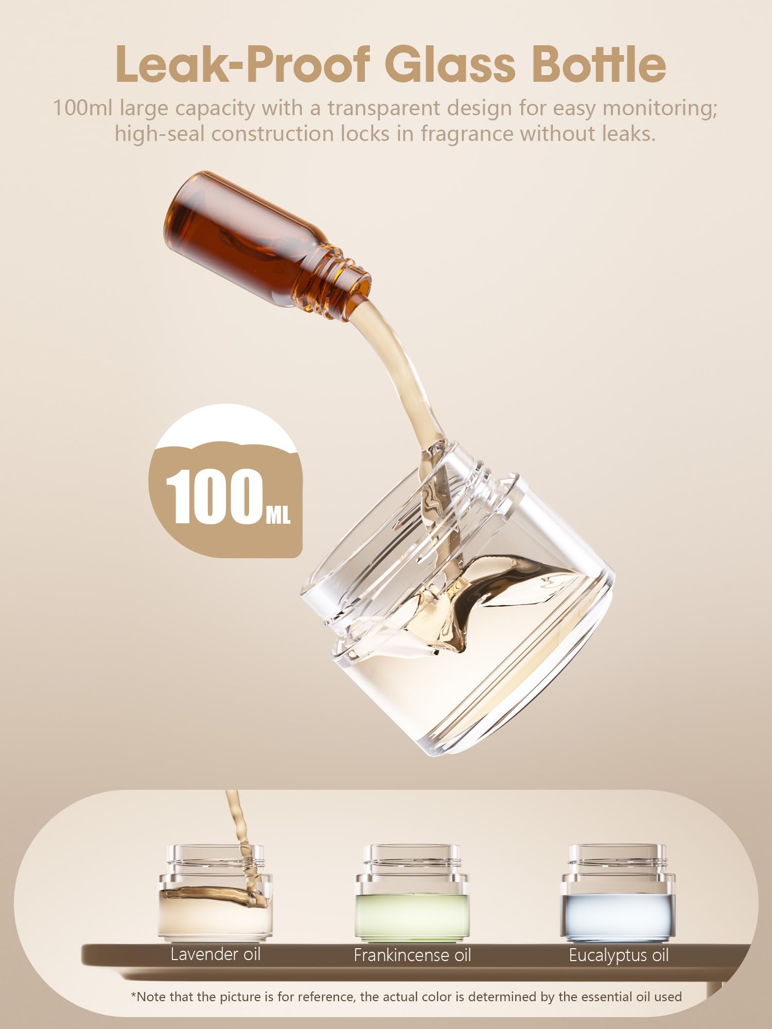 Difusor de Aceite Esencial sin Agua, difusores Recargables de Aroma de aromaterapia para el hogar, Coche, Dormitorio, Oficina, Temporizador de 1/2/4/8 Horas, Capacidad de 100 ml, 4 Niveles de Niebla