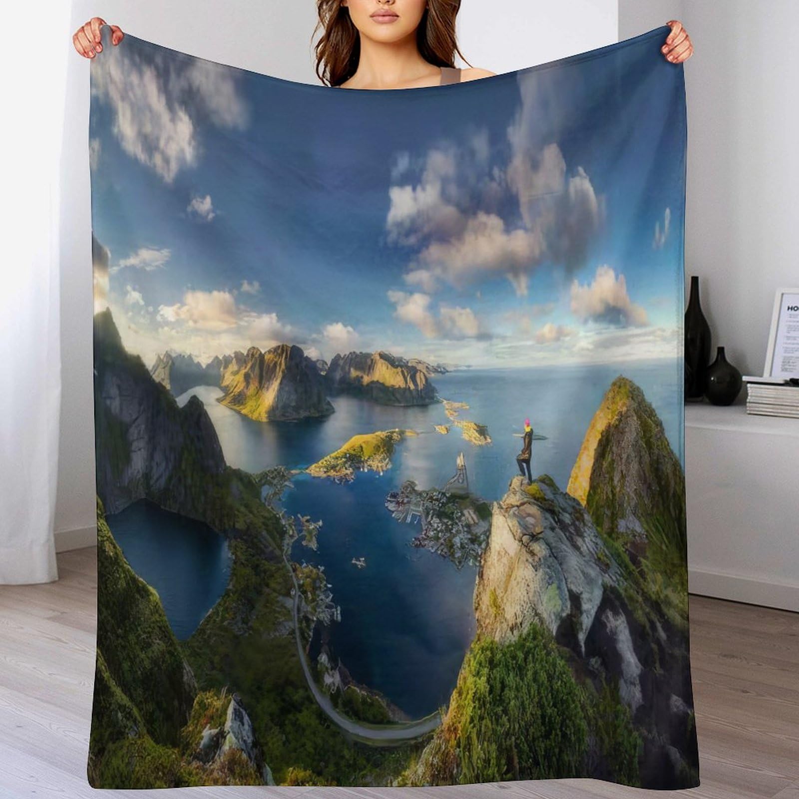 Couverture Reinebringen en polaire de flanelle douce 150x200cm pour lit et canapé