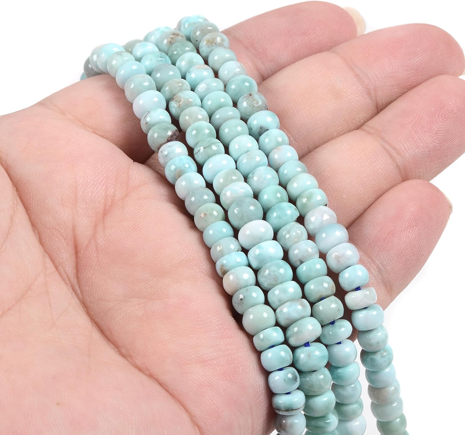 Natural Larimar 6mm Rondelle Loose Beads 15 Inch for DIY Jewelry Making Beads