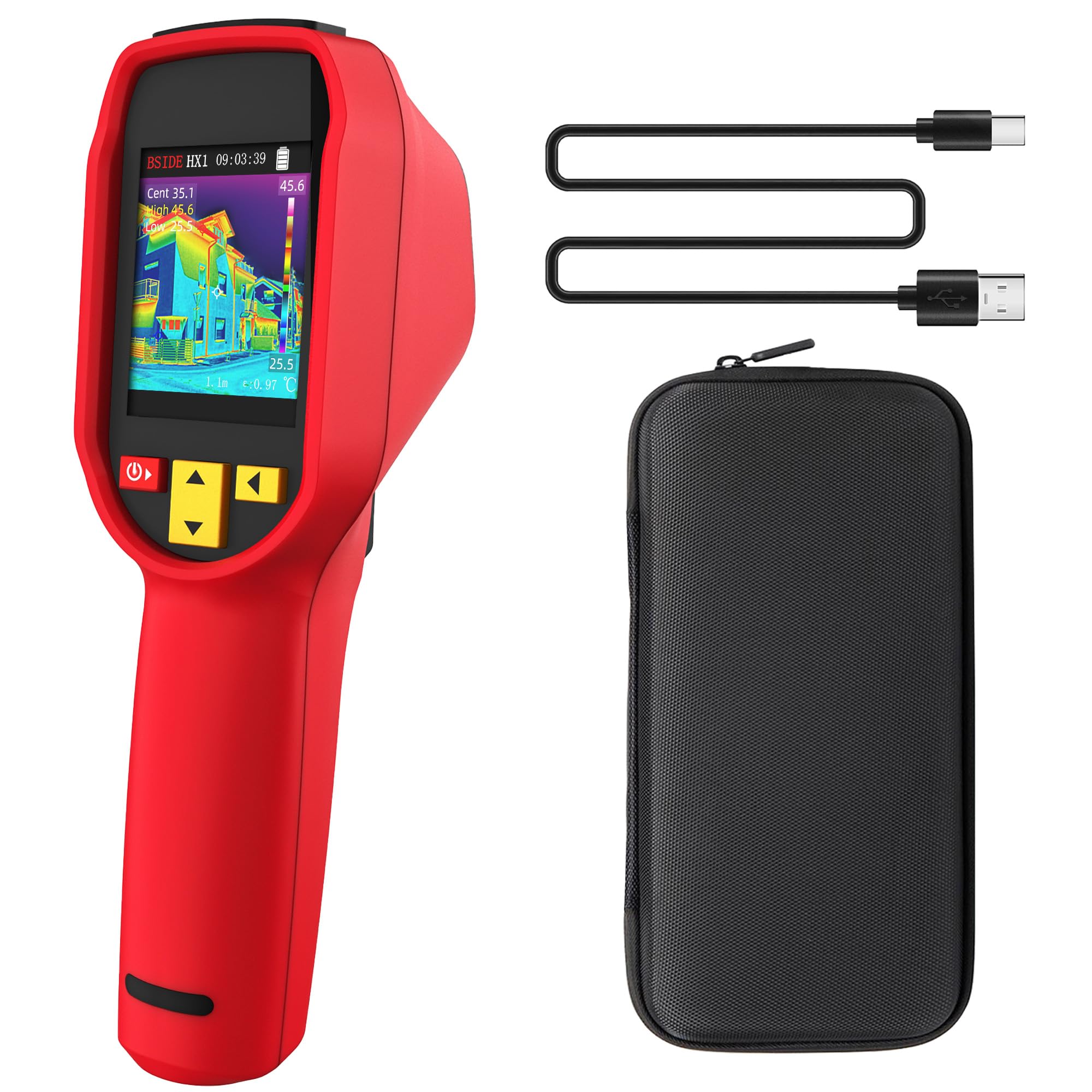 BSIDE Termocamera Portatile 240x240 Risoluzione Termocamera Infrarossi 25Hz -20 a 550℃ Telecamera Termica Ricaricabile con 15 Palette Colori per Perdite Acqua HVAC Elettronica Edilizia Automotive
