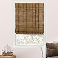 CHICOLOGY Cordless Bamboo Roman Shades Elk Brown 35" W x 64" H - Eco-Friendly Light Filtering Woven Wood Blinds for Home & Patio