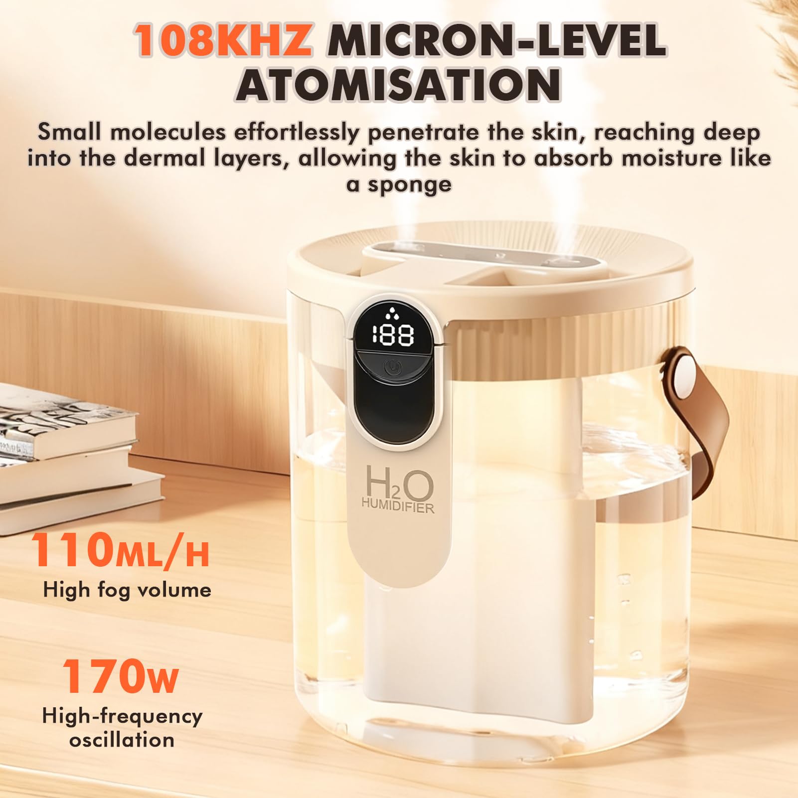 Beżowy stołowy nawilżacz powietrza, Home Dual-Spray wtyczka typu C