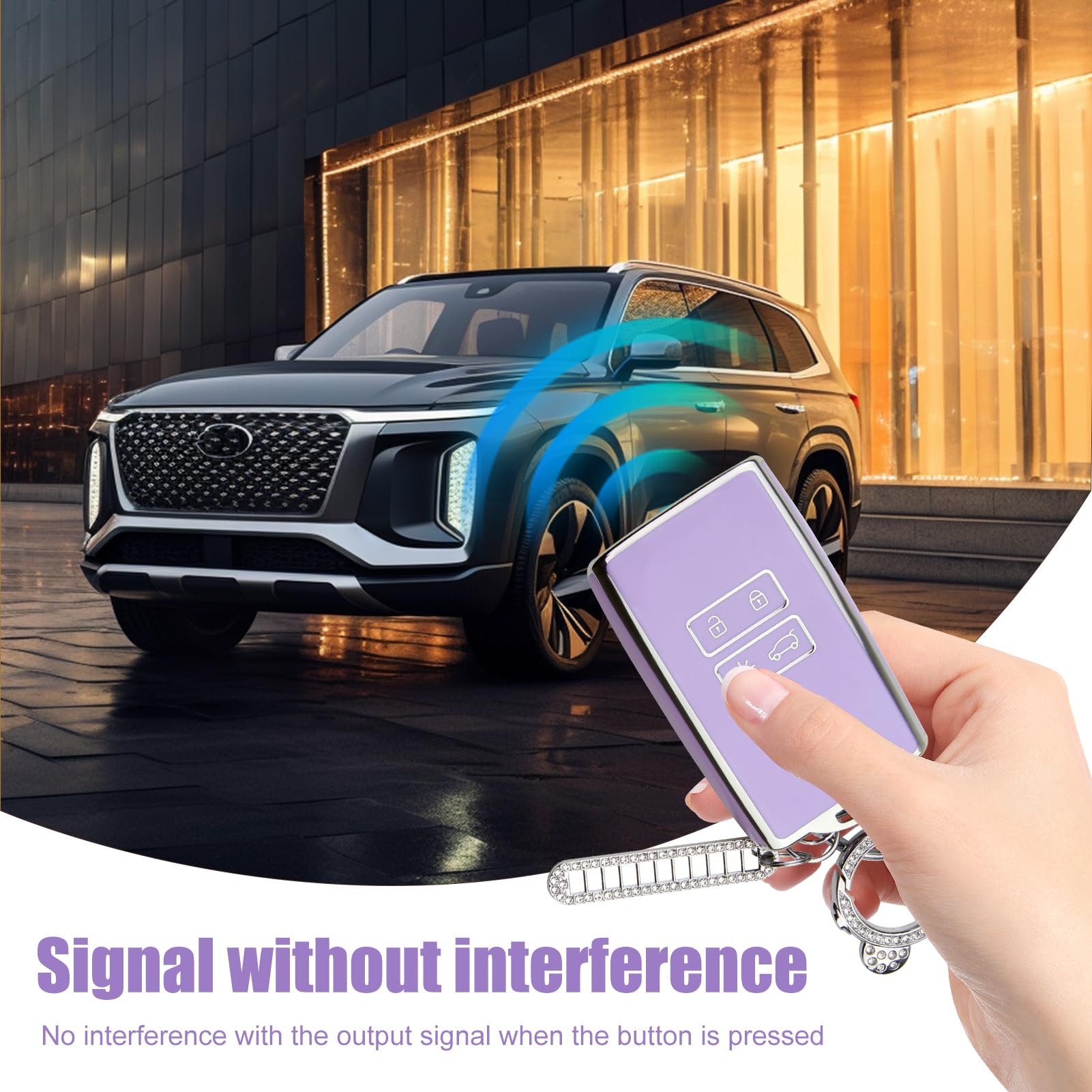 TPU Autoschlüssel Hülle Lila | Für Renault Arkana, Clio, Captur Uvm. | 4 Tasten Cover Mit Anhänger