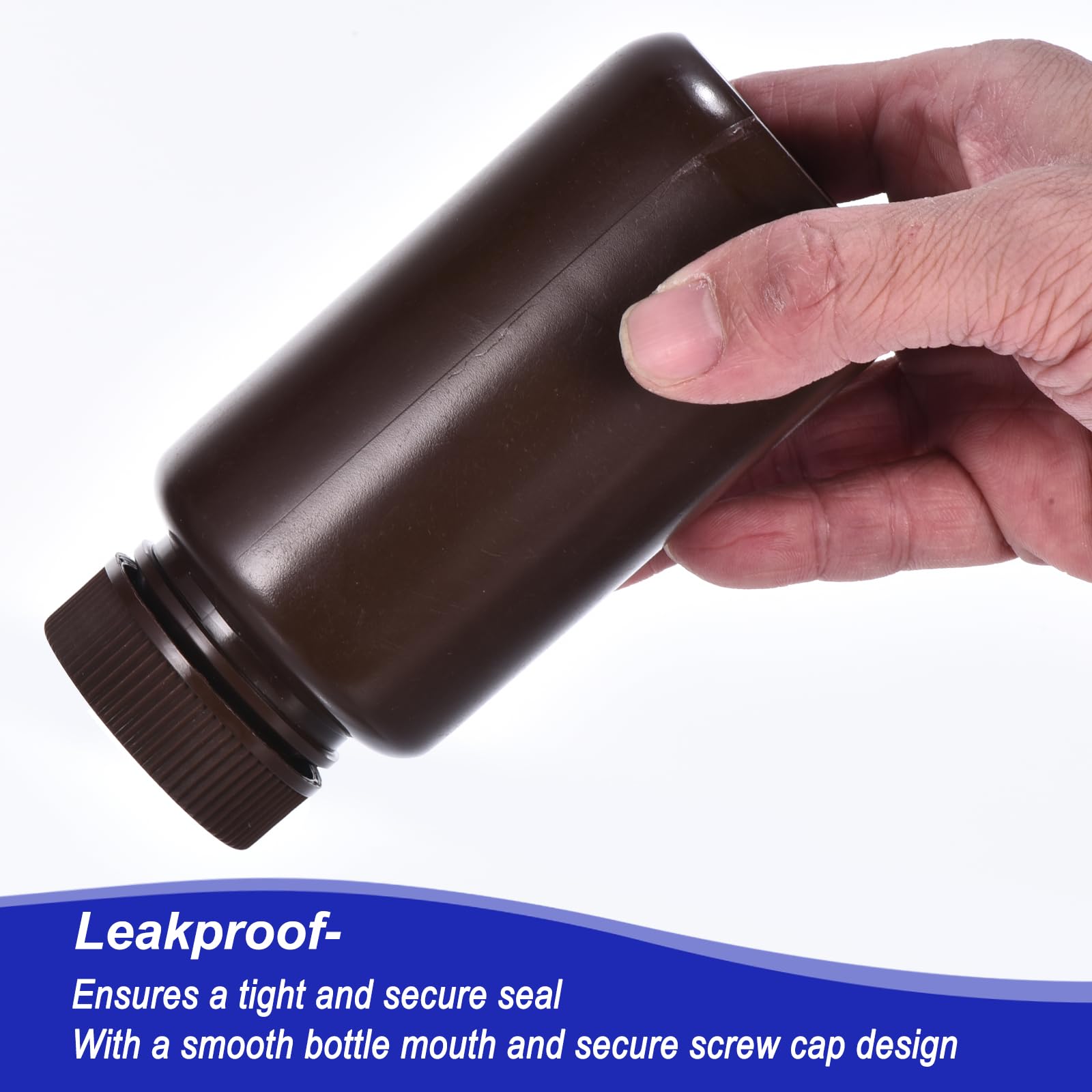 PATIKIL 84 Pcs 250ml Frascos De Reactivo, Frascos Redondos De Boca Ancha PE Con Tapa Roscada Para Almacenamiento De Líquidos Reactivos Agua Muestras Sólidas Sellado, Ámbar