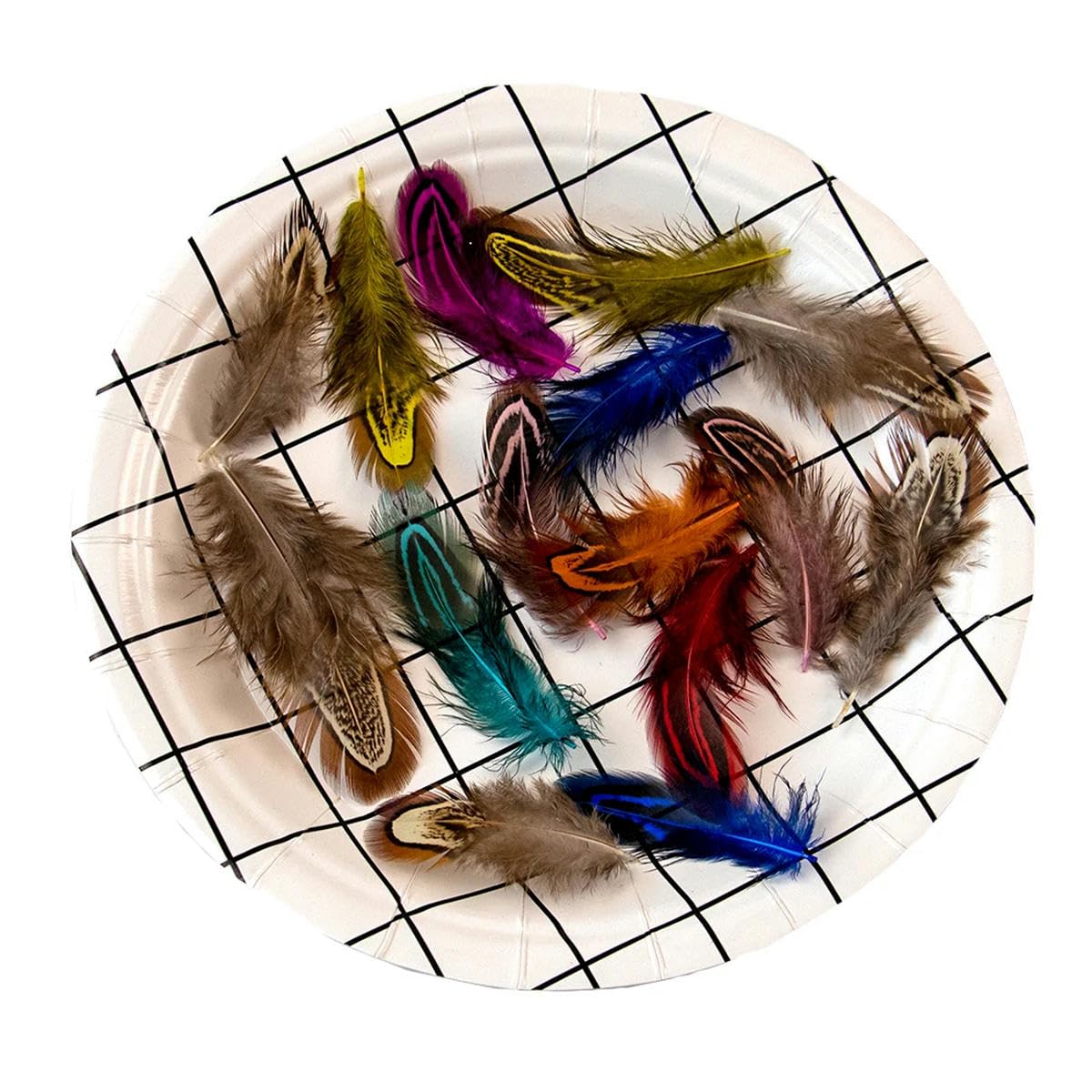 Piume Per Artigianato,Wooauto 5-8cm Faraona Maculato Piuma Artigianato Piuma Bella Estensione Piume Colorate Decorative Per Accessori Per LaTesta Di Costumi Di Carnevale,Decorazioni Natalizie,100pezzi